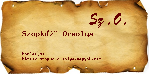 Szopkó Orsolya névjegykártya